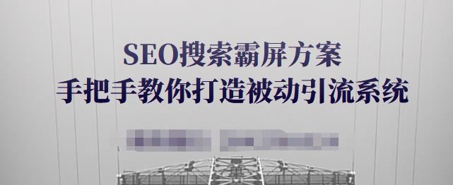 SEO搜索霸屏方案,手把手教你打造被动引流系统【视频课程】-第一资源库