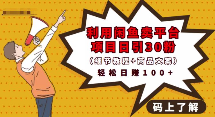 利用闲鱼卖平台项目课程资源日引流30+精准粉丝,轻松日赚100+,积累人脉可实现二次变-第一资源库