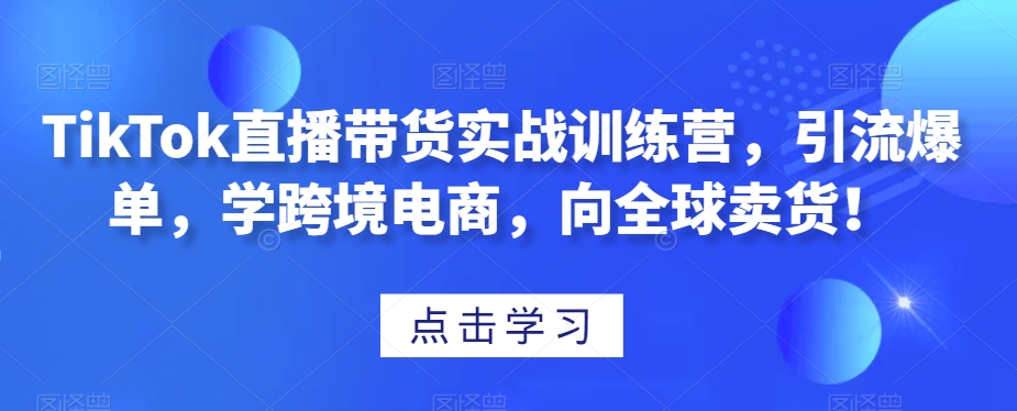 TikTok直播带货实战训练营,引流爆单,学跨境电商,向全球卖货!-第一资源库