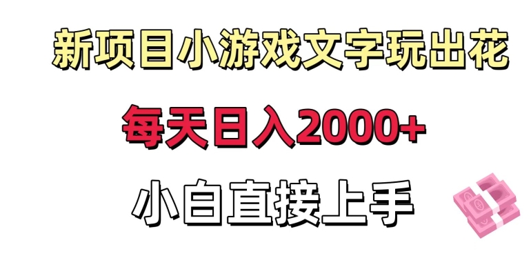 新项目小游戏文字玩出花日入2000+,每天只需一小时,小白直接上手【揭秘】-第一资源库