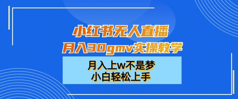 小红书无人直播月入30gmv实操教学,月入上w不是梦,小白轻松上手【揭秘】-第一资源库