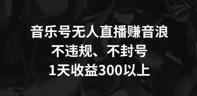 音乐号无人直播赚音浪,不违规、不封号,1天收益300+【揭秘】-第一资源库