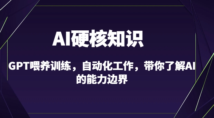 AI硬核知识-GPT喂养训练,自动化工作,带你了解AI的能力边界(10节课)-第一资源库