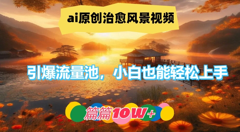 ai原创治愈风景视频,引爆流量池,小白也能轻松上手,篇篇10w+【揭秘】-第一资源库