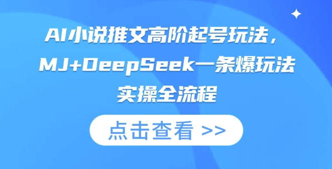 AI小说推文高阶起号玩法，MJ+DeepSeek一条爆玩法实操全流程-第一资源库