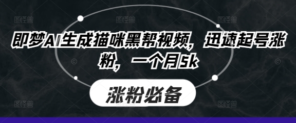 即梦AI生成猫咪黑帮视频，迅速起号涨粉，一个月5k-第一资源库