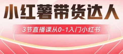 小红薯达人带货启航计划,3节直播课从0-1入门小红书-第一资源库