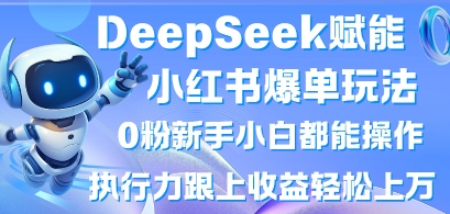 DeepSeek赋能小红书爆单玩法0粉新手小白都能操作，执行力跟上收益轻松上W，懒人勿做-第一资源库