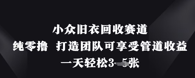 小众旧衣回收赛道,纯零撸 打造团队可享受管道收益,一天轻松3张-第一资源库