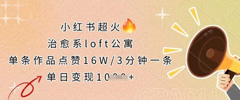 小红书超火的治愈系loft公寓,单条作品点赞16W,3分钟一条,单日变现数张-第一资源库