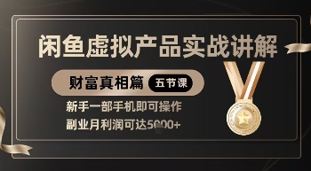 精品！闲鱼虚拟产品实战讲解，新手一部手机即可操作，副业月利润可达5k+-第一资源库