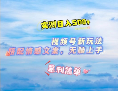 微信视频号最新玩法,表情包搭配情感文案,2分钟一条原创作品,简单好上手,轻松日入几张-第一资源库