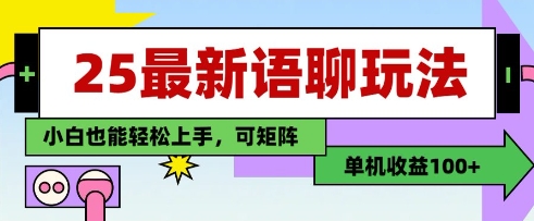 25年最新语聊玩法,纯手工,单机收益100+,小白也能轻松上手,可矩阵操作-第一资源库