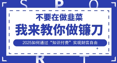 韭菜生涯终结者,我来教你做镰刀,2025如何通过“知识付费”实现财F自由【揭秘】-第一资源库