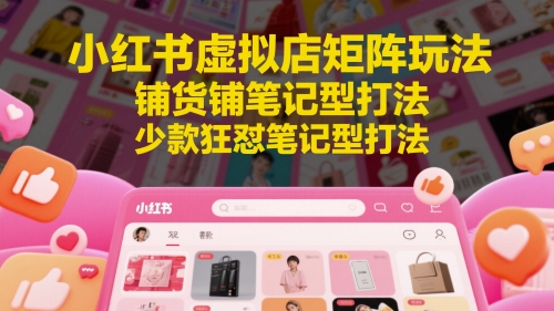 小红书虚拟店矩阵玩法,铺货铺笔记型打法,少款狂怼笔记型打法-第一资源库