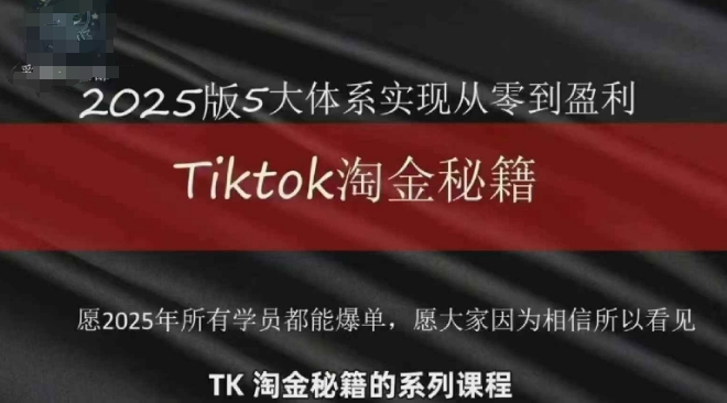 TikTok跨境2025淘金秘籍,2025TikTok从0到盈利变现-第一资源库