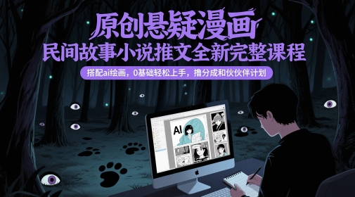 原创悬疑漫画民间故事小说推文全新完整课程， 搭配ai绘画，0基础轻松上手，撸分成和伙伴计划-第一资源库
