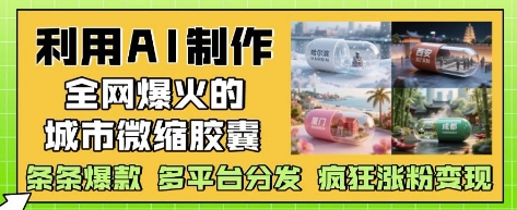 利用AI制作全网爆火的城市微缩胶囊,条条爆款, 多平台分发,疯狂涨粉变现-第一资源库