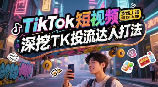 TikTok短视频带货线上课,深挖TK投流达人打法-第一资源库