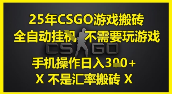 25年CSGO游戏搬砖，全自动运行，不需要玩游戏，手机操作日入3张(不是汇率搬砖)【揭秘】-第一资源库