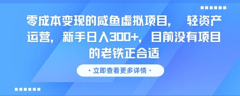 零成本变现的咸鱼虚拟项目, 轻资产运营,新手日入3张+,目前没有项目的老铁正合适-第一资源库