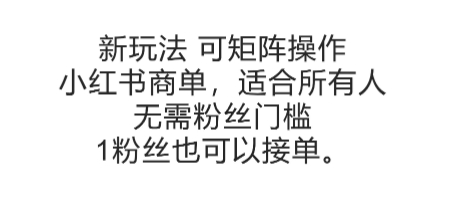 可矩阵操作，小红书商单新玩法，适合所有人，无需粉丝门槛，1粉丝也可以接单-第一资源库