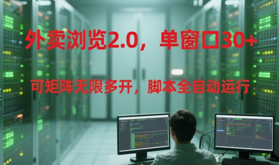 外卖浏览2.0,单窗口30+可矩阵无限多开,脚本全自动运行【揭秘】-第一资源库