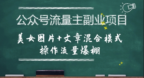 公众号流量主副业项目,美女图片+文章混合模式操作流量爆棚-第一资源库