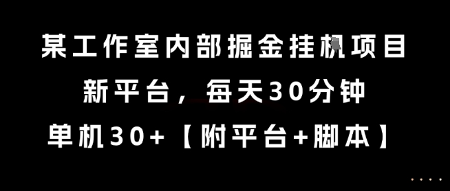 某工作室内部掘金挂G项目,新平台,每天30分钟,单机30+【揭秘】-第一资源库