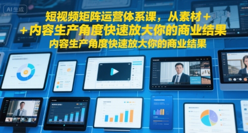 短视频矩阵运营体系课，从素材+内容生产角度快速放大你的商业结果-第一资源库