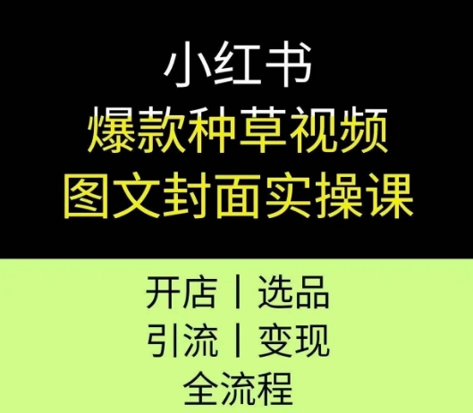小红书爆款种草视频图文封面实操课，开店、选品、引流、变现全流程-第一资源库