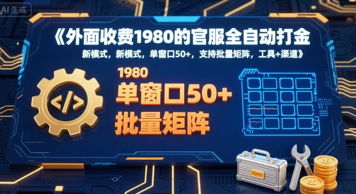 外面收费1980的官服全自动打金,新模式,单窗口50+,支持批量矩阵,工具+渠道【揭秘】-第一资源库