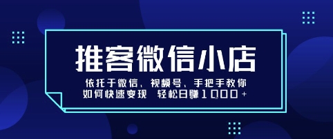推客微信小店依托于微信、视频号,手把手教你如何快速变现 轻松日入1k+【揭秘】-第一资源库