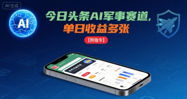 今日头条AI军事赛道，单日收益多张 ，手机可做【附指令】-第一资源库