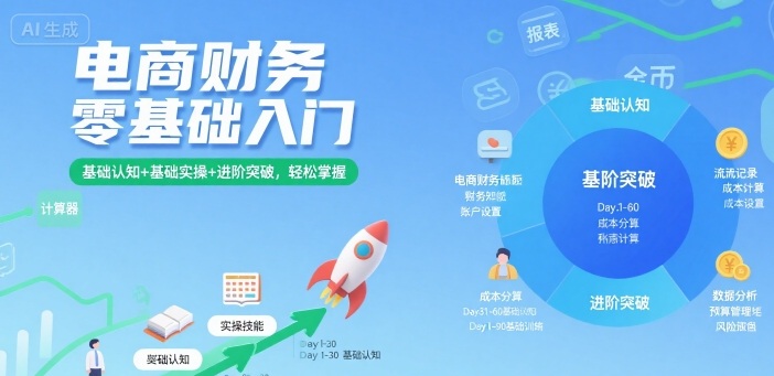 电商财务零基础入门,基础认知+基础实操+进阶突破,轻松掌握-第一资源库