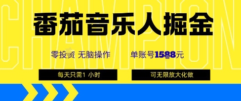 番茄音乐人掘金,单账号最高可撸1k+,可无限矩阵去做,零投入-第一资源库