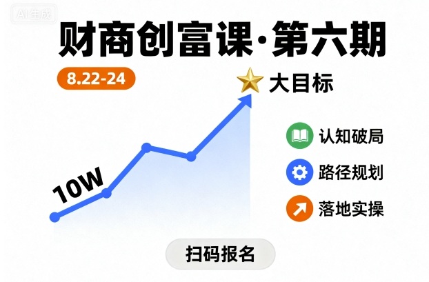 财商创富课第六期8月22-24号,如何从10W起步,一步步实现大目标-第一资源库