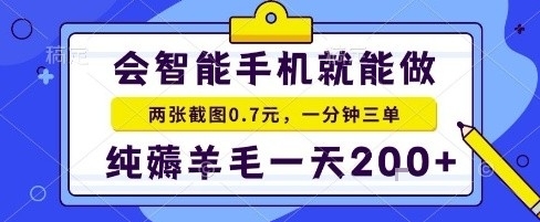 手机项目，二十秒一单，纯薅羊毛一天2张+做就有【揭秘】-第一资源库
