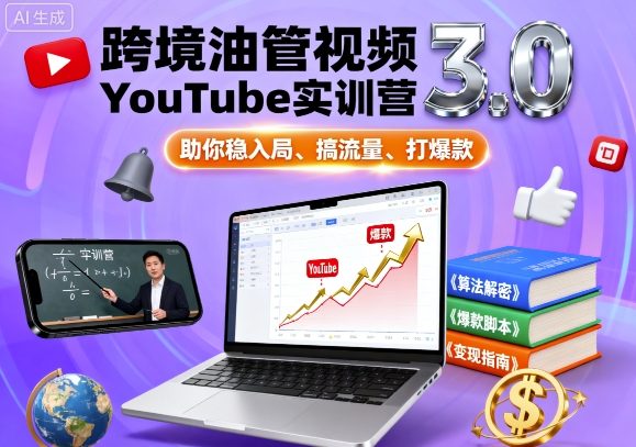 跨境油管视频YouTube实训营3.0,助你稳入局、搞流量、打爆款-第一资源库