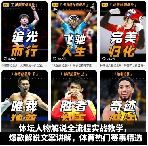 体坛人物解说全流程实战教学,爆款解说文案讲解,体育热门赛事精选-第一资源库