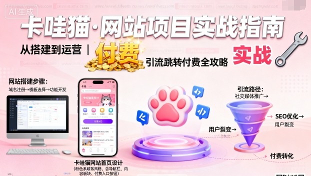 卡哇猫·网站项目,网站搭建与运营以及引流跳转付费-第一资源库