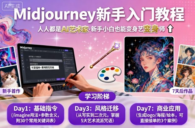 midjourney新手入门教程：人人都是AI艺术家，新手小白也能变身艺术大师-第一资源库