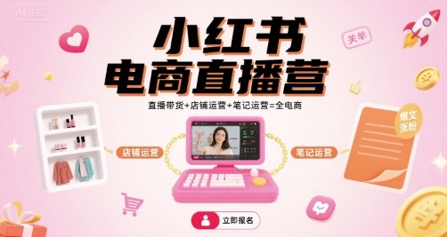 小红书电商直播营,直播带货+店铺运营+笔记运营=全电商-第一资源库