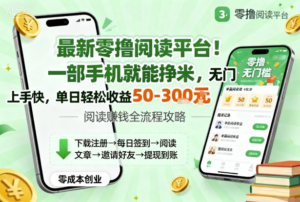 最新零撸阅读平台!一部手机就能挣米,无门槛上手快,单日轻松收益50-3张【揭秘】-第一资源库
