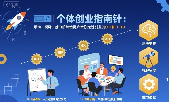 个体创业指南针,思维、视野、能力的综合提升带你走过创业的0-1和1-10【音频】-第一资源库