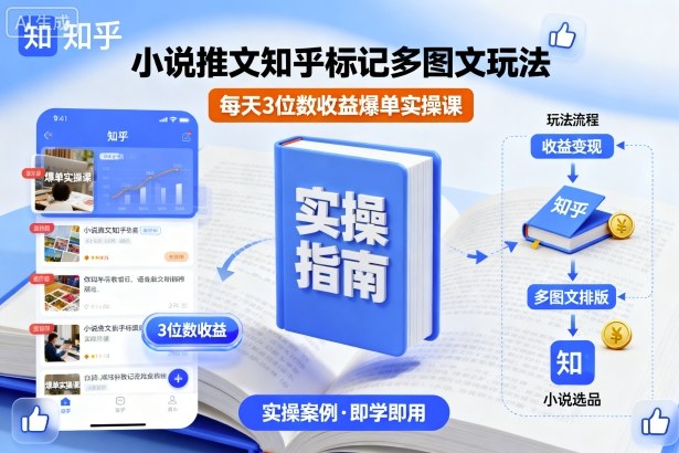 小说推文知乎标记多图文玩法，每天3位数收益爆单实操课-第一资源库