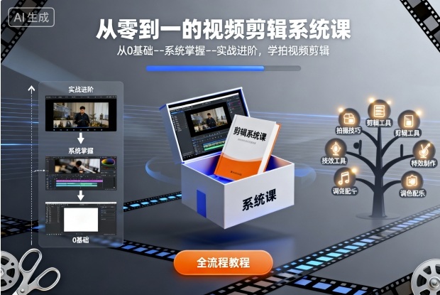 从零到一的视频剪辑系统课,从0基础–系统掌握–实战进阶,学拍视频剪辑-第一资源库