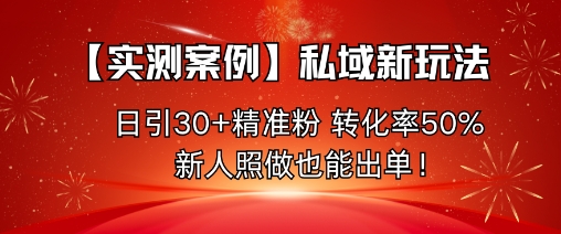 【实测案例】私域新玩法,日引30+精准粉,转化率50%,新人照做也能出单!-第一资源库