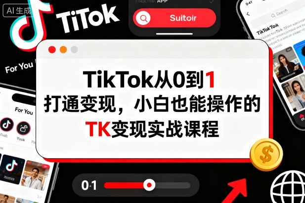TikTok从0到1打通变现,小白也能操作的TK变现实战课程-第一资源库