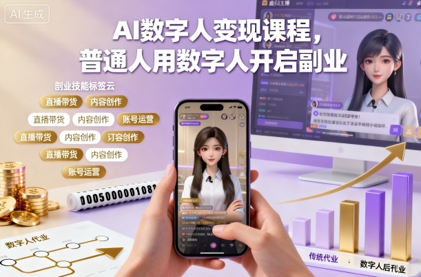 AI数字人变现课程，普通人用数字人开启副业-第一资源库